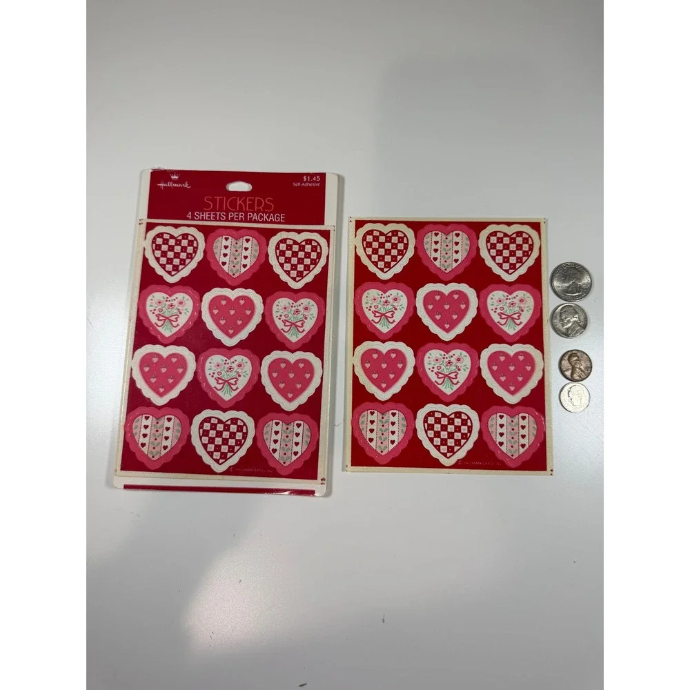 Hallmark 1980s Valentines Day Hearts 4 Sticker Sheets Sealed Plus 1 Ephemera